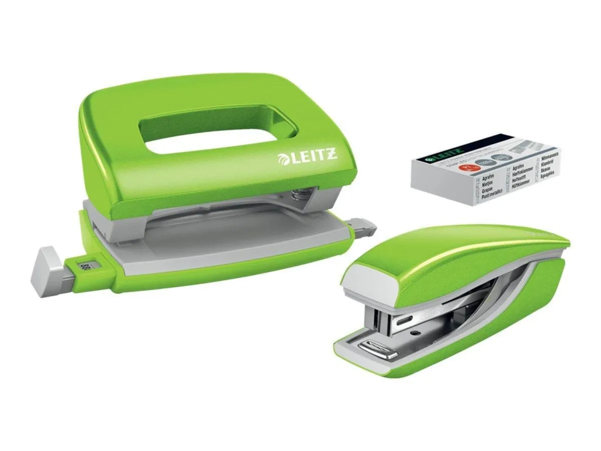 Leitz NeXXt WOW Set Mini-Heftgerät und -Locher Grün