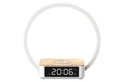 Lippa bedside lamp with wireless charging and alarm clock - White