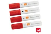 Nobo Glide Boardmarker, trocken abwischbar, große Keilspitze, 4 Stück Rot