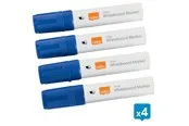 Nobo Glide Boardmarker, trocken abwischbar, große Keilspitze, 4 Stück Blau