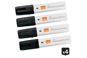 Nobo Glide Boardmarker, trocken abwischbar, große Keilspitze, 4 Stück Schwarz