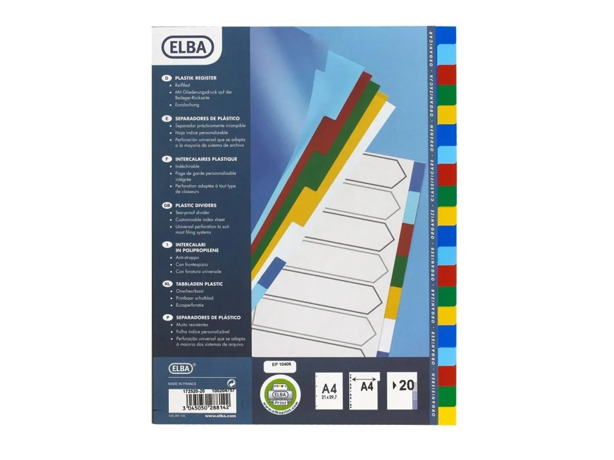 Oxford Divider Coloured A4 Pp 20 Tabs