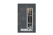 Parker IM Duo-Geschenkset mit Kugelschreiber und Füller | Hochglänzend Schwarz mit Goldzierteilen | Nachfüllmine und -patrone mit blauer Tinte | Geschenkbox