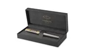 Parker Ingenuity Rollerball Pen | Grey Lacquer with Gold Trims | Fine Stainless Steel Point | Black Ink Refill | Gift Box