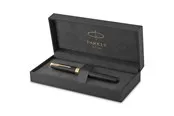 Parker Sonnet Füller | Matt-Schwarze Lackierung mit Goldzierteilen | Füllfederhalter mit feiner Feder | Geschenkbox