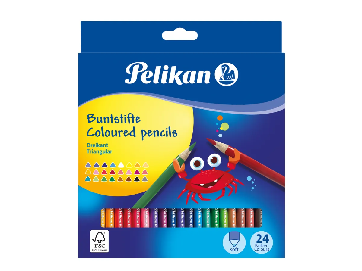Pelikan Buntstifte Set, dreieckig, 24 Farben