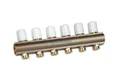 Pettinaroli Linear manifold 1x3/4/18 with thermostatic option or electrical control for return pipes compression ends without fittings 4 outlets