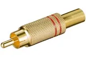 Pro RCA plug red - gold-plated with cable protector
