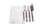Rotring rOtring Isograph Fineliner College Set | 3 Isograph Tuschefüller (0,25 mm, 0,35 mm und 0,50 mm), Tikky Druckbleistift (0,5mm) und Zubehör