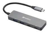 Sandberg 4-port USB Hub USB-Hubs - USB 3.0 - 4 - Grau