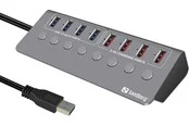 Sandberg USB 3.0 Hub 4xData + 4xCharge USB-Hubs - 4 - Grau