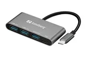 Sandberg USB-C zu 3 x USB 3.0 Konverter USB-Hubs - USB 3.0 - 4 - Schwarz