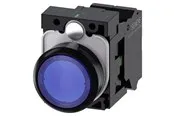 Siemens Illuminated pushbutton 22 mm round plastic blue pushbutton flat momentary contact type with holder 1 no led module with integrated led 24 v ac/dc spring-type terminal