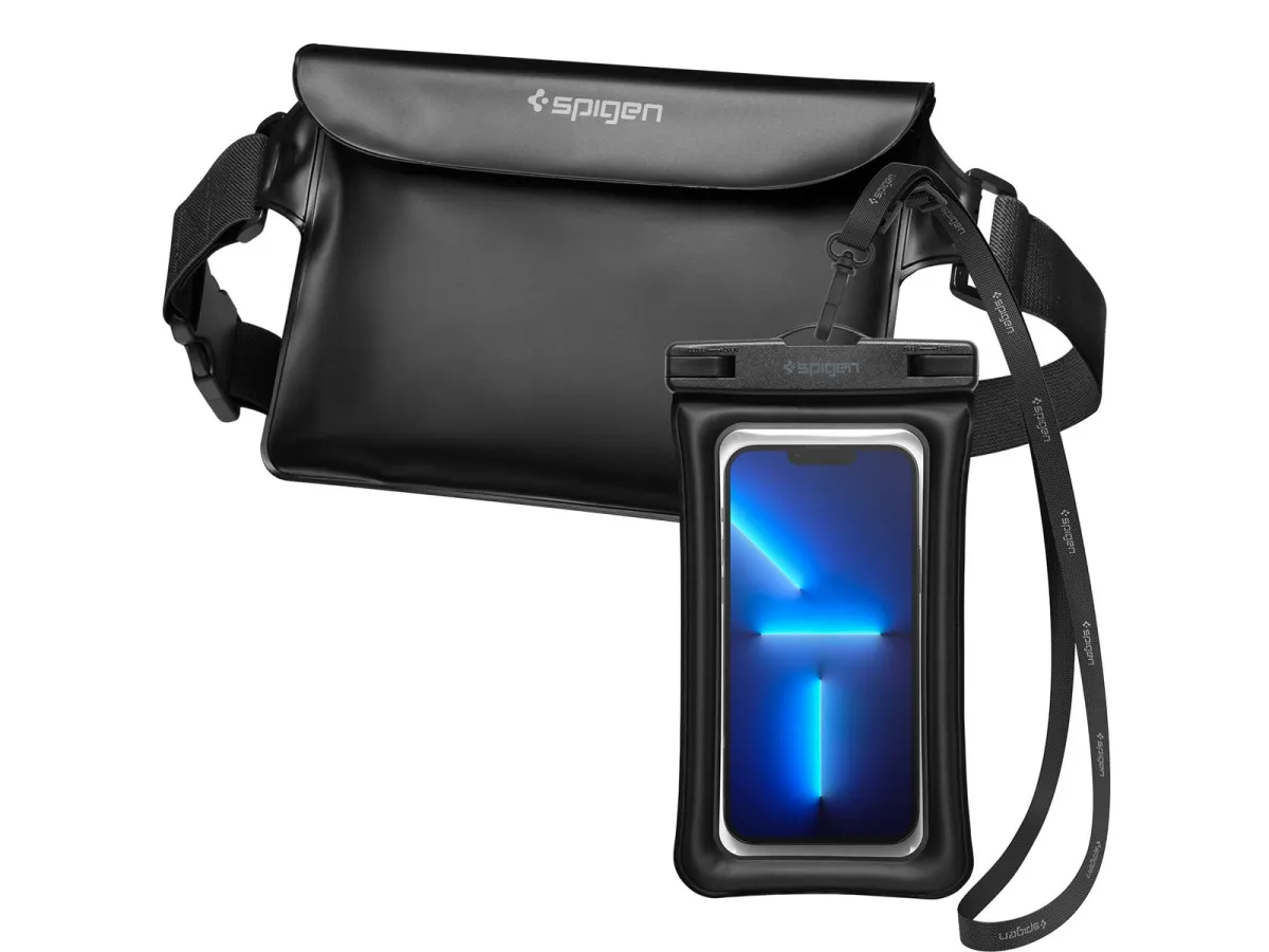 Spigen Aqua Shield WaterProof Floating Case + WaterProof Waist Bag A621 Set - black