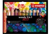 STABILO woody Arty 3 in 1 cardboard wallet of 10 pens incl. a sharpener