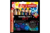 STABILO woody Arty 3 in 1 cardboard wallet of 6 pens incl. a sharpener