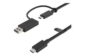 StarTech.com USB C Cable USB-A Adapter Dongle Hybrid 2-in-1 USB C Cable 1m