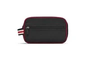 Studio Toiletry bag in black nylon with smart red edge.