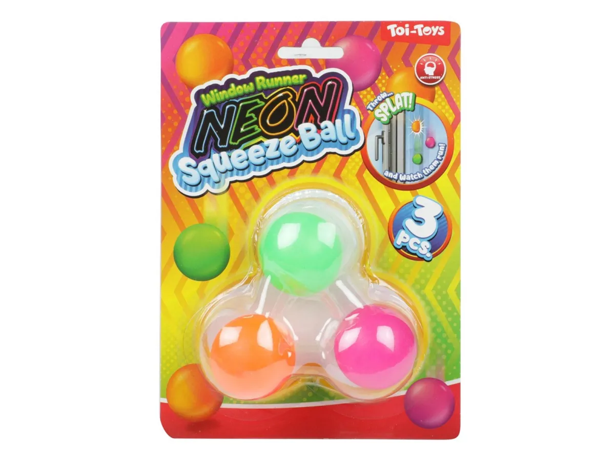 Toi-Toys Window Crawler Squeeze Balls Neon 3 pcs.