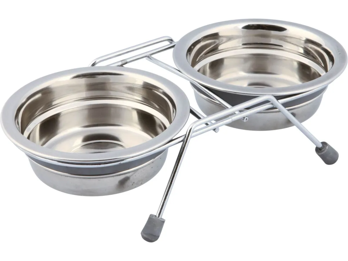 Trixie Edelstahlnapf-Set mit Klapperschutz 2x 0.9L 16cm