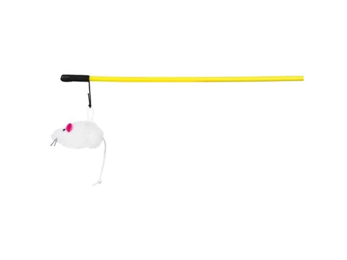 Trixie Playing Rod with Mouse 100cm assorted colours