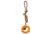 Trixie Playing Rope with Ring 12 cm/41 cm assorted colours