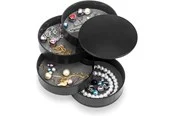 UNIQ Rotatable Round Jewelry Box with 4 Compartments – Black