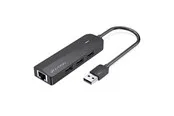 Vention 3-Port USB 2.0 Hub with 100M Ethernet Adapter 0.15M Black USB-Hubs - USB 2.0 - 5 - Schwarz