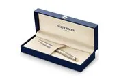 Waterman Hémisphère Kugelschreiber | Edelstahl mit Goldzierteile | Mittlere Spitze | Blaue Tinte | Geschenkbox