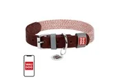 Waudog Dog collar made of natural leather with QR code size L width 25 mm brown