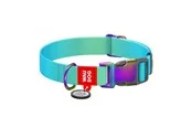 Waudog gradient nylon dog collar with QR code blue size M