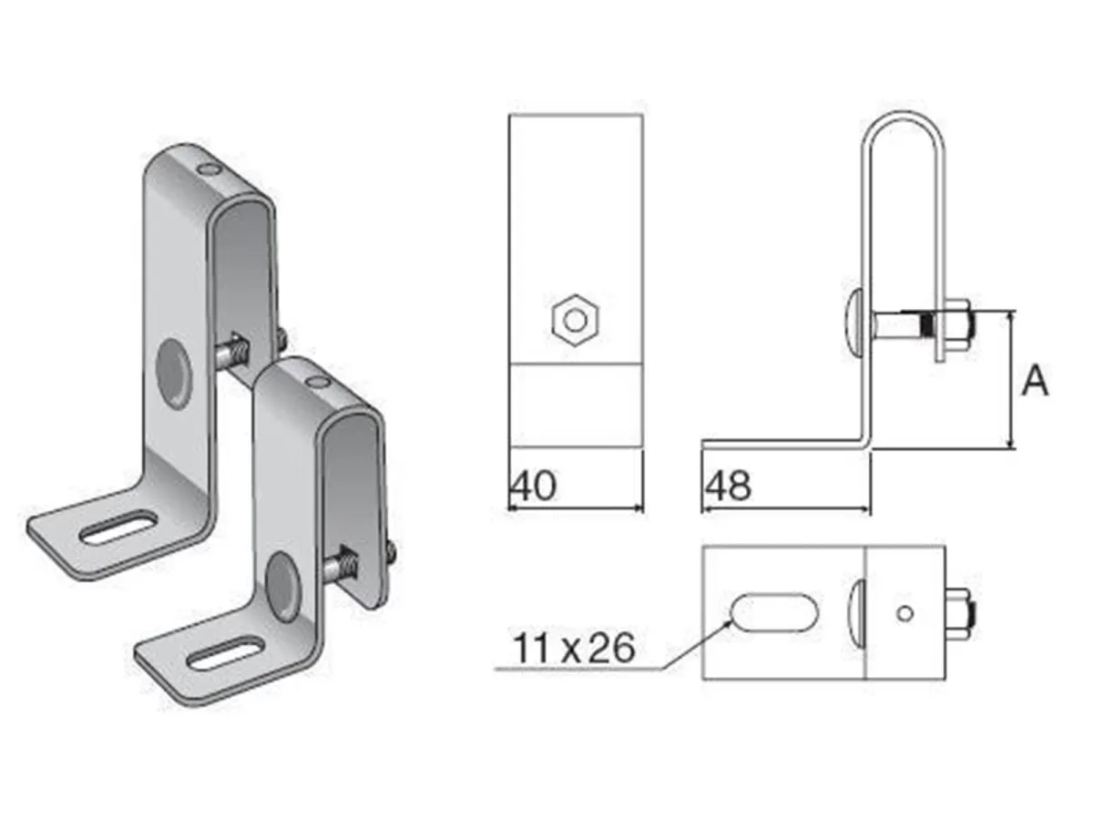 Wibe Wall bracket 11/25 pre-galvanized