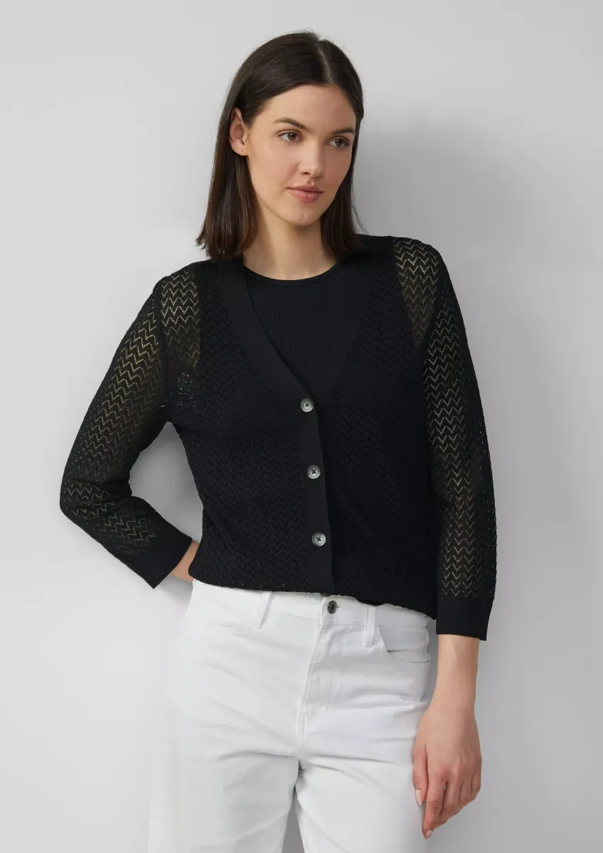 Ajour-Strickjacke aus Viskosemix