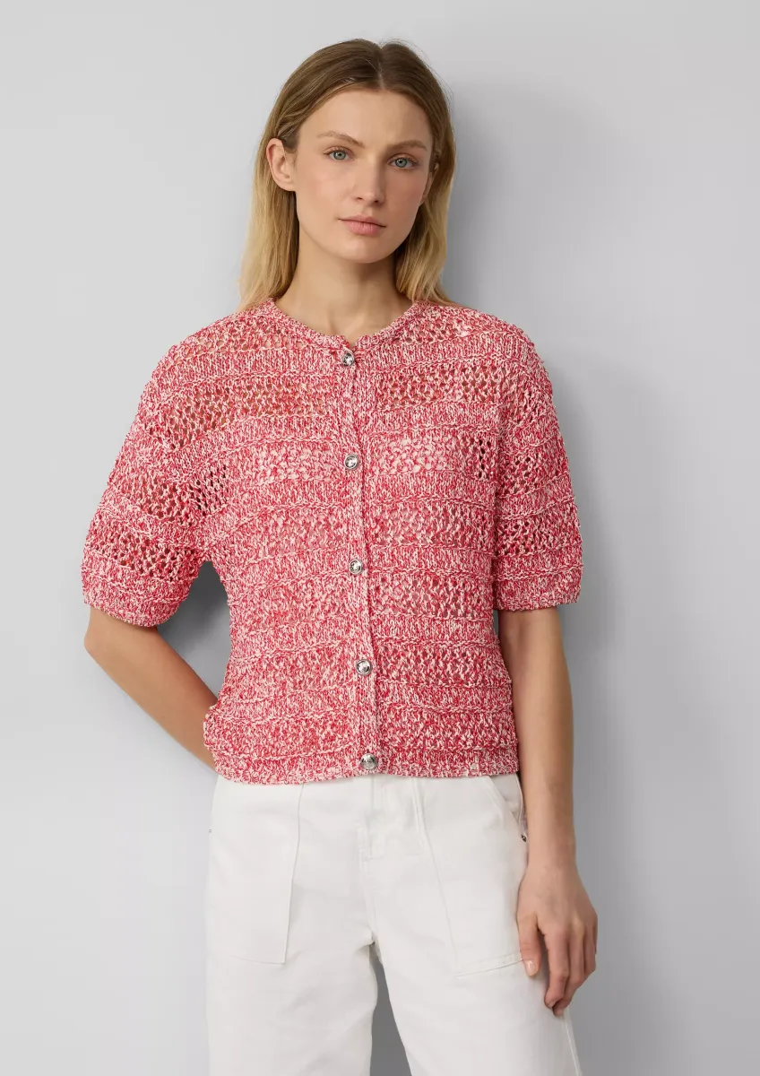 Ajour-Strickjacke mit Glitzereffekt