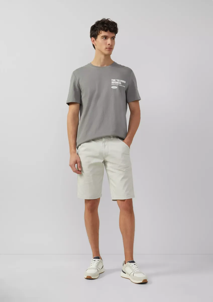 Baumwoll-Bermuda aus Canvas mit Naht-Details