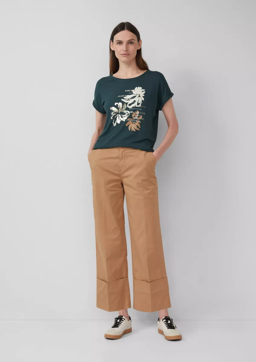 Baumwoll-Culotte mit Bügelfalte und fixiertem Umschlag