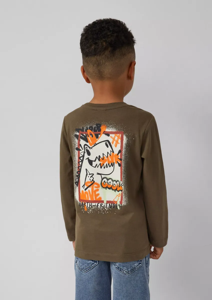 Baumwoll-Longsleeve mit Front- und Backprint