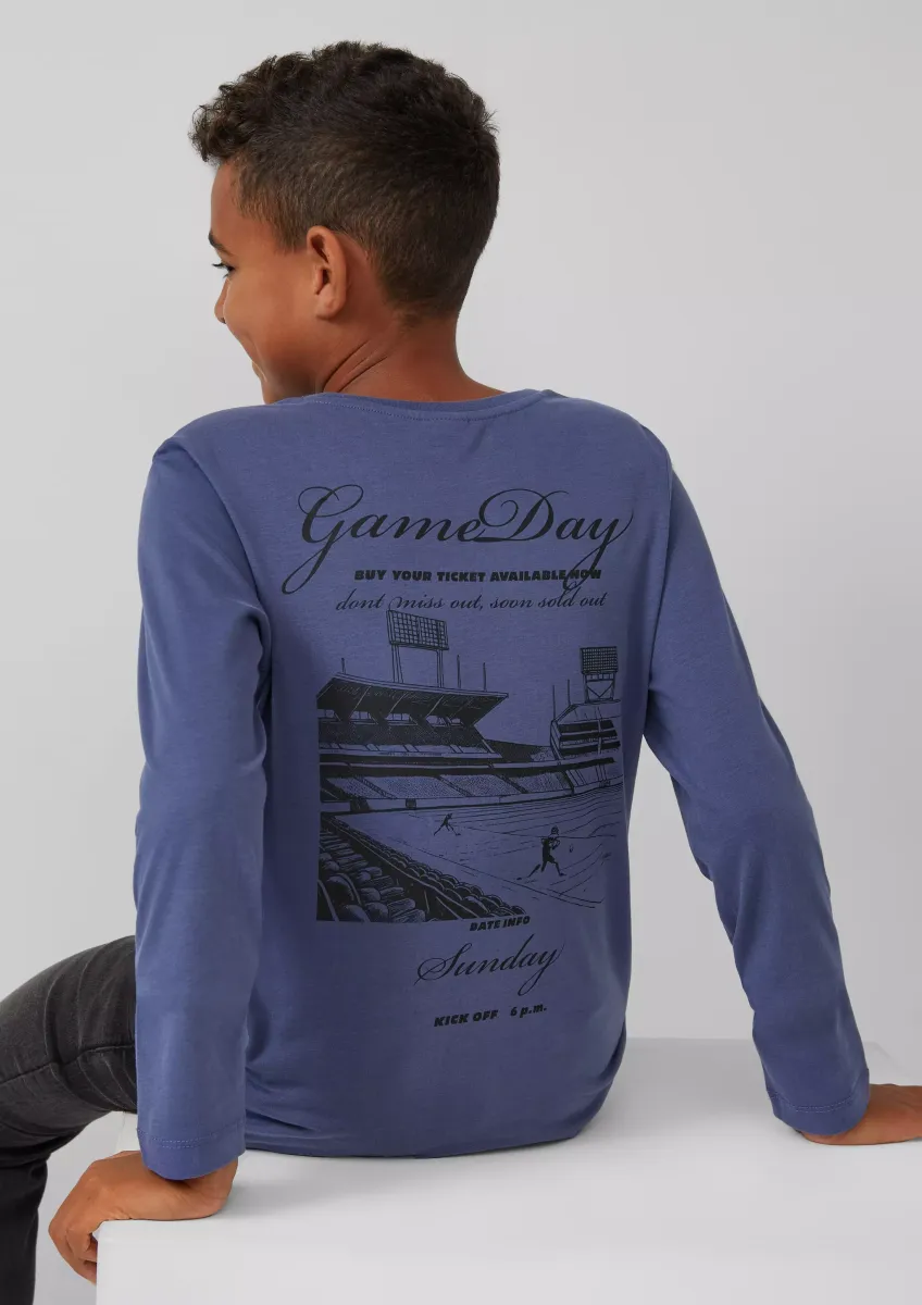Baumwoll-Longsleeve mit Rückenprint