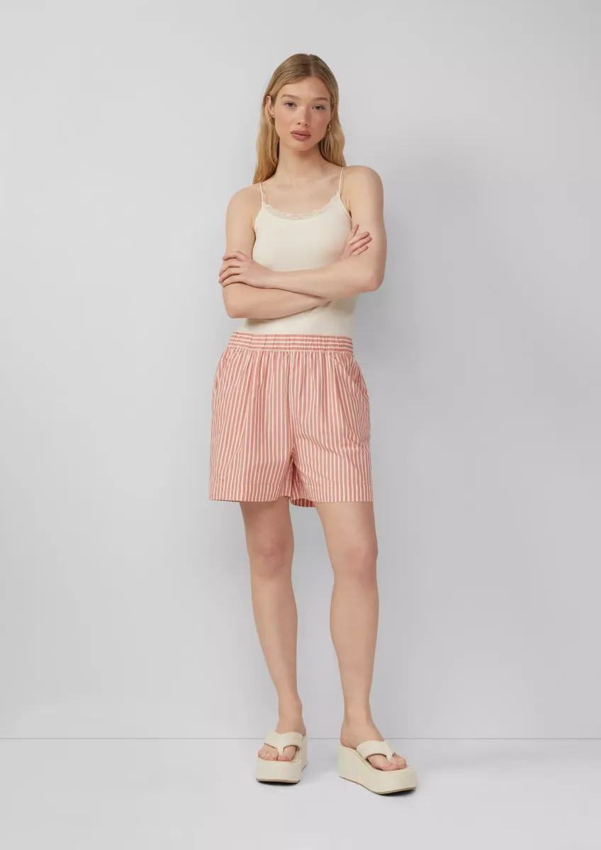 Baumwoll-Streifenshorts mit Elastikbund