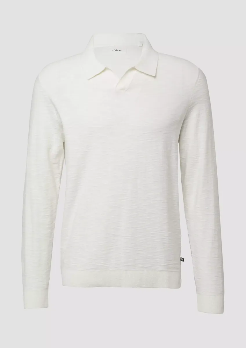 Baumwoll-Strickpullover mit Polokragen