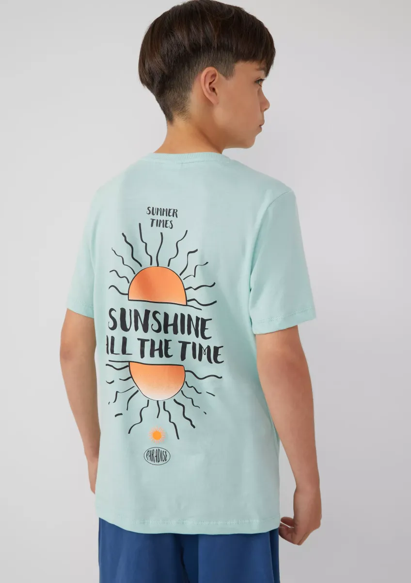 Baumwoll-T-Shirt mit Front- und Rückenprint