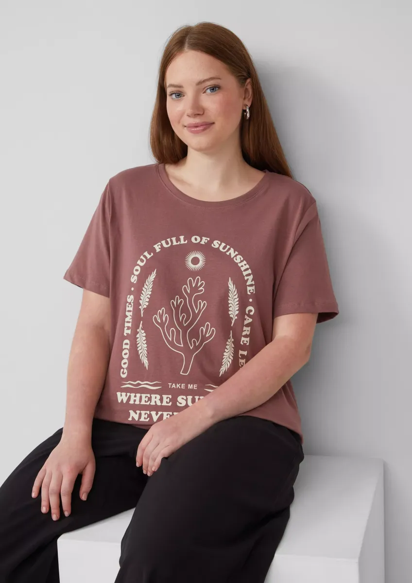 Baumwoll T-Shirt mit Frontprint