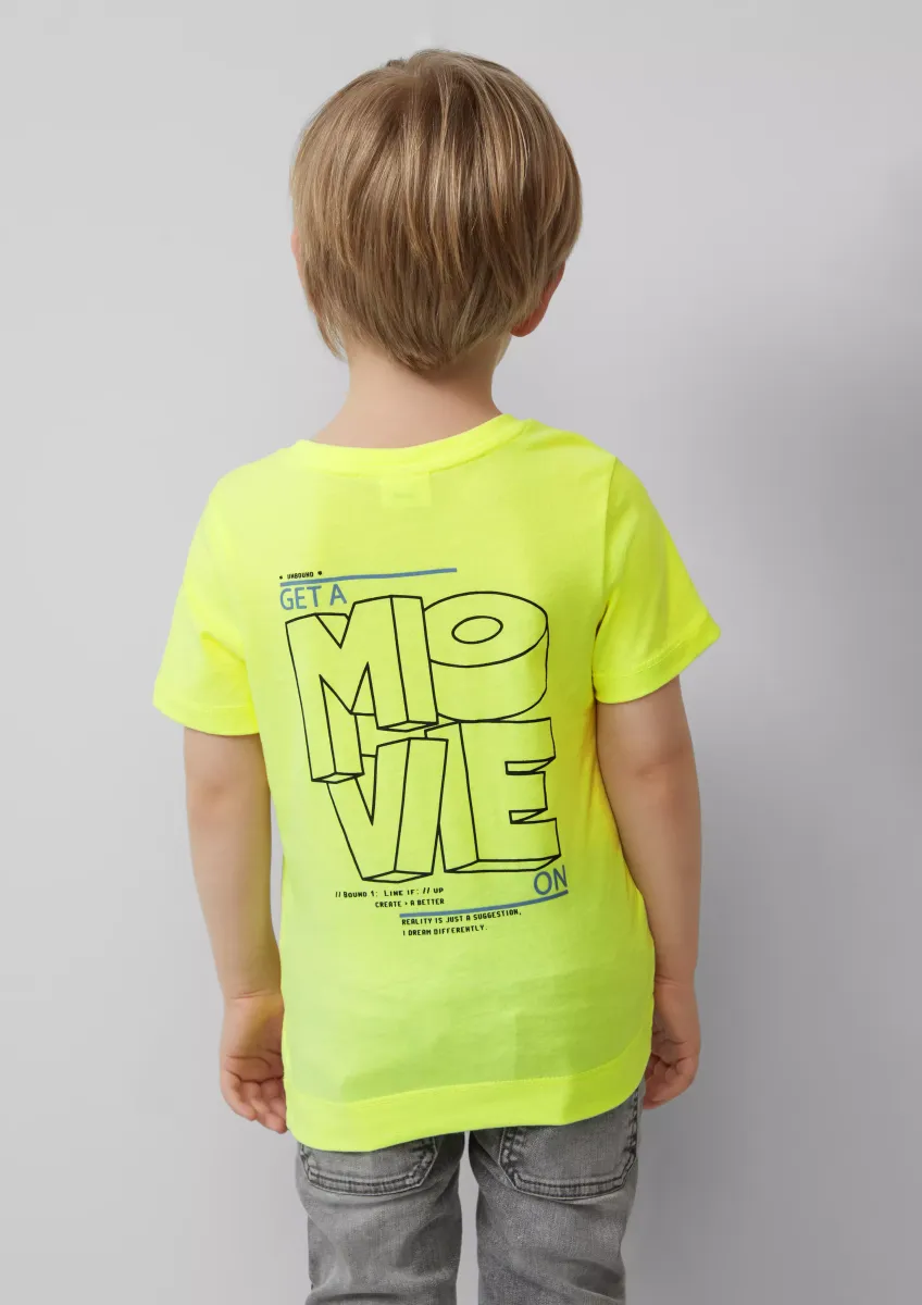 Baumwoll-T-Shirt mit Print und verlängertem Rückteil