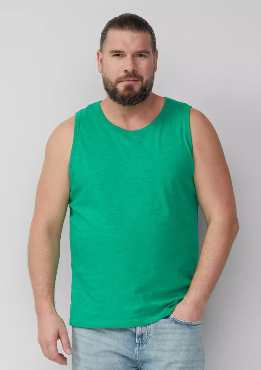 Baumwoll-Tanktop mit Flammgarnstruktur