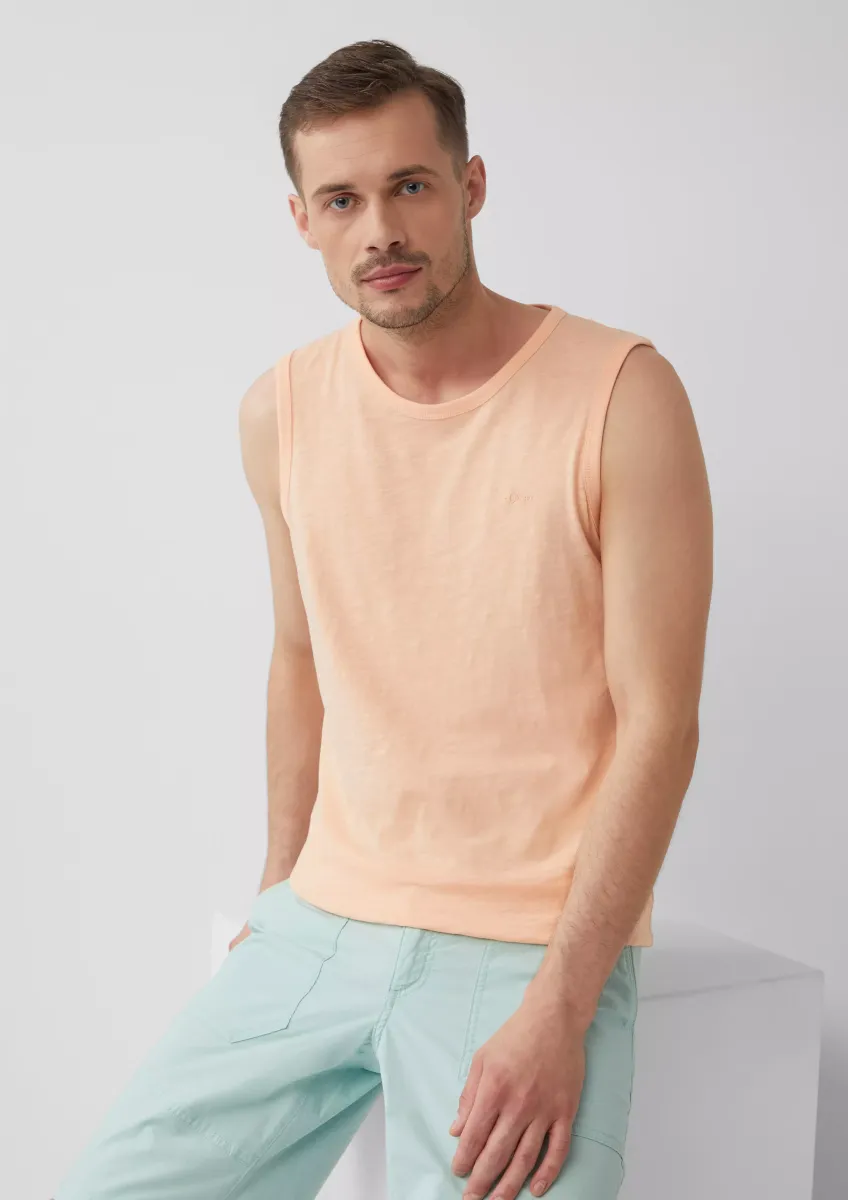 Baumwoll-Tanktop mit Flammgarnstruktur