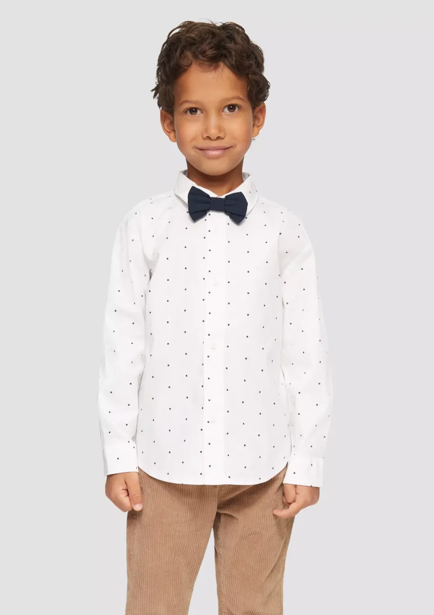 Baumwollhemd mit Minimalprint und abnehmbarer Fliege