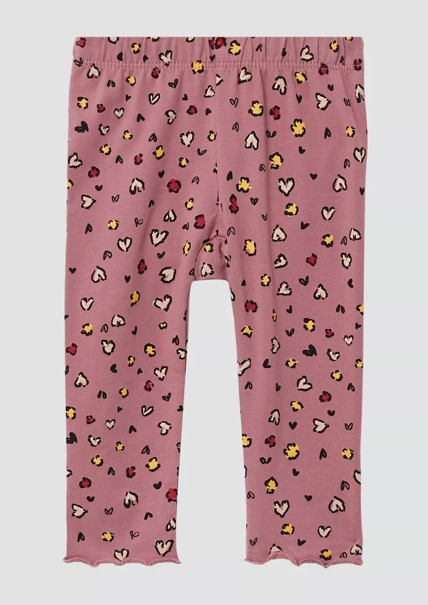 Baumwollleggings im Slim Fit mit All-over-Print und Rollsaum
