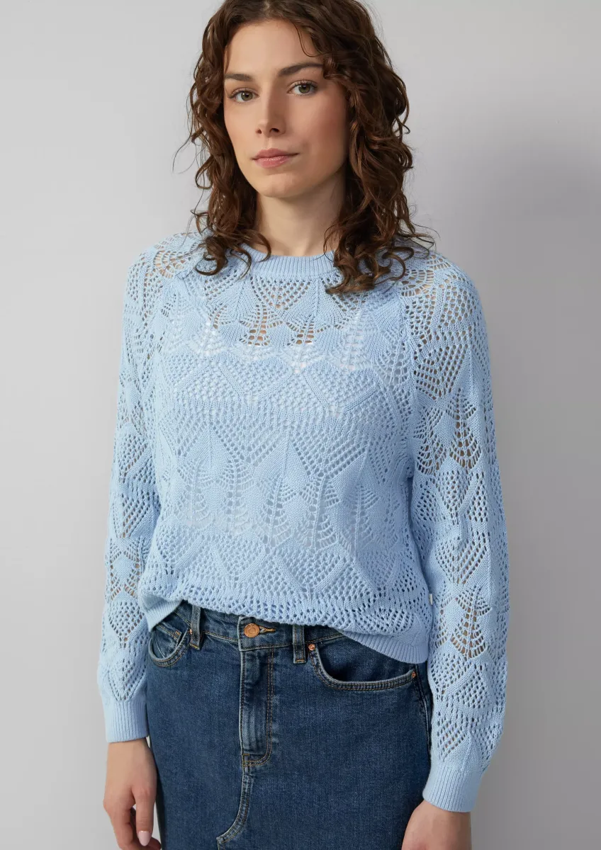 Baumwollpullover mit Ajourmuster