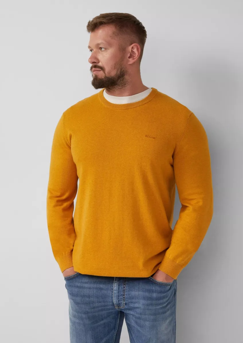 Baumwollpullover mit Logo-Stickerei