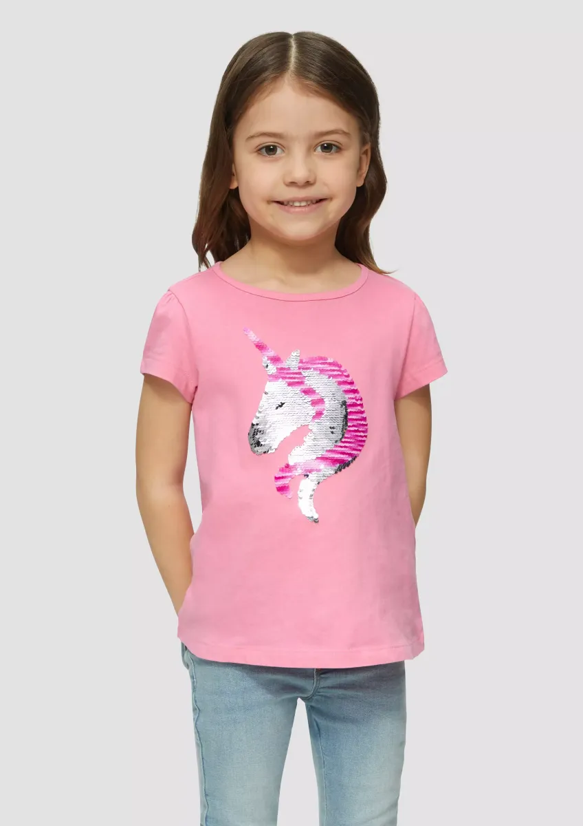 Baumwollshirt in A-Shape mit Wendepailletten